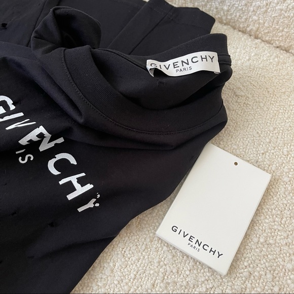 Givenchy Distressed Short Sleeve Tee Shirt Black - Picture 10 of 13